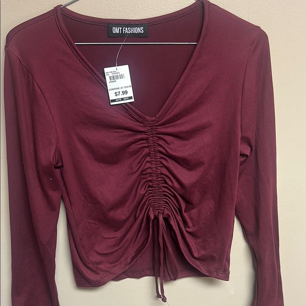 Women's Burgundy Ruched Top